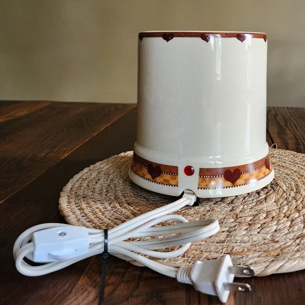 Vintage Bless Our Home Electric Jar Candle Warmer Ceramic Primitive Country